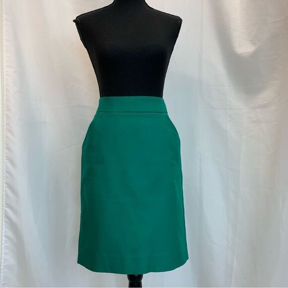 J. Crew Emerald Green pencil skirt pockets Sz 4 - Picture 10 of 11